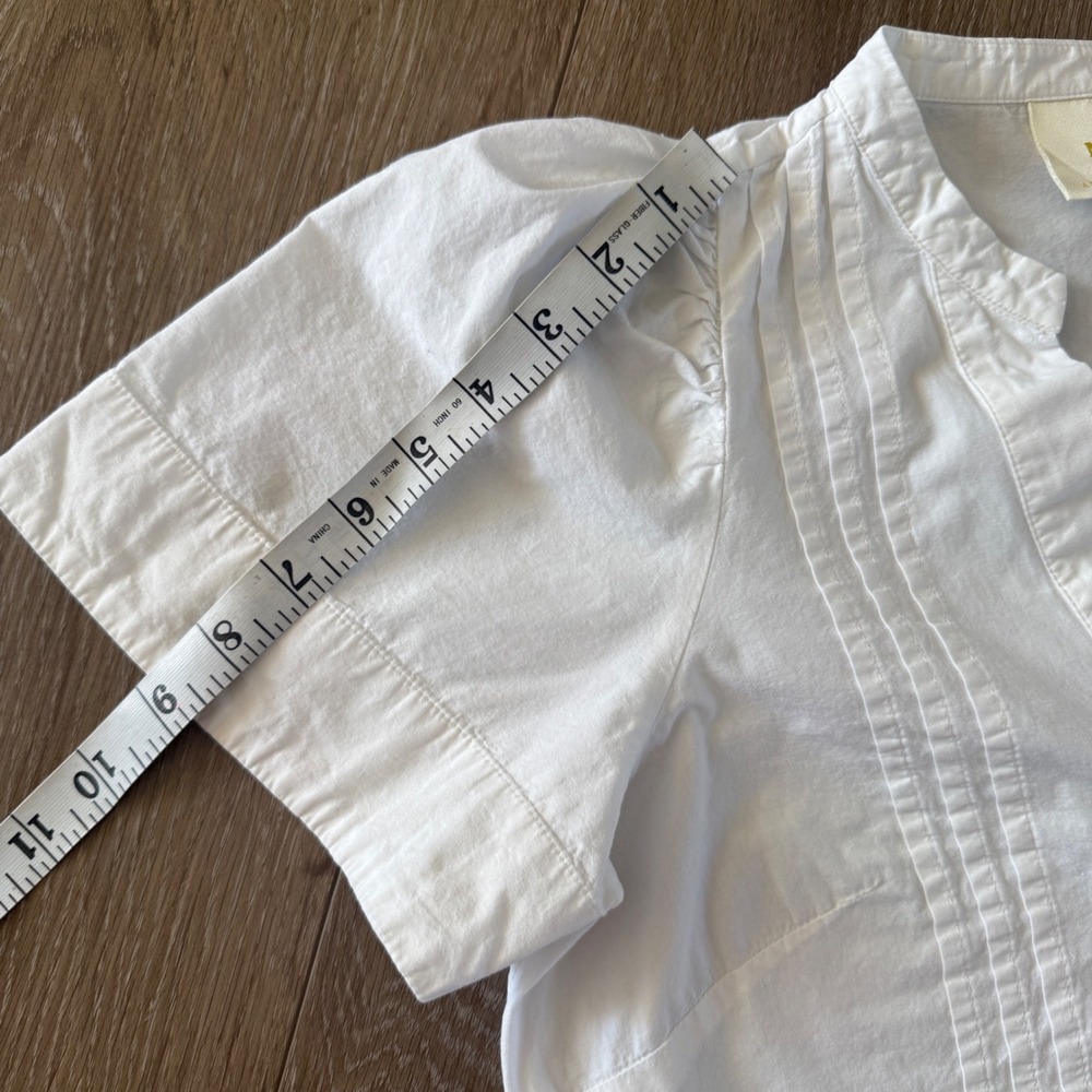 Maeve Anthropologie White Pintuck Puff Sleeve Cotton Blouse Top XS Petite - Picture 7 of 7